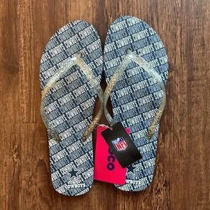 Dallas Cowboys Women’s NFL Glitter Thong Flip Flop Sandals New